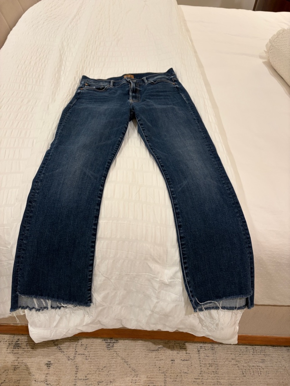 MOTHER Dark Blue Straight-Leg Jeans with Raw Hem crop step fray great condition